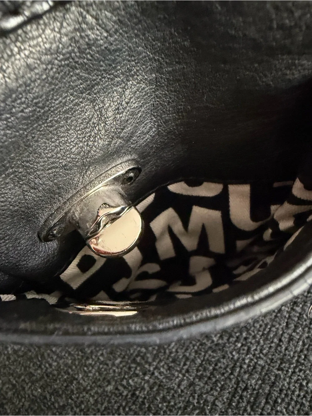 Marc by Marc Jacobs Percy Black Leather Wristlet Clutch Silver Hardware Y2K